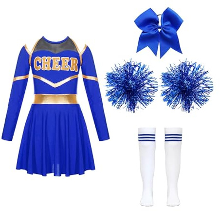 TIYGHI Cheerleading uniformer barn flickor cheerleading uniform klänning med blommor bollar set cheerleader kostymer barn jublande team dans kläder danskläder