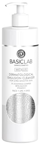 BasicLab Milder Cleanser für sanfte Gesichtsreinigung 300 ml – Feuchtigkeitsspendendes Waschgel Gesicht, Dermatologische Reinigungsemulsion
