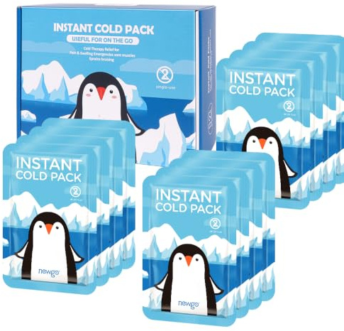 NEWGO Paquete de 24 compresas frías instantáneas para aliviar el dolor y primeros auxilios para niños, 10 x 15 cm, 24 unidades