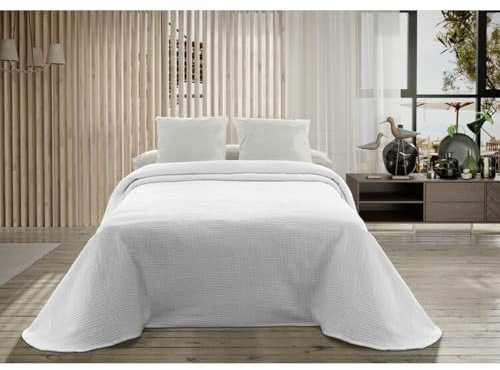 Hosteline Colcha Palma Blanco Cama de 105