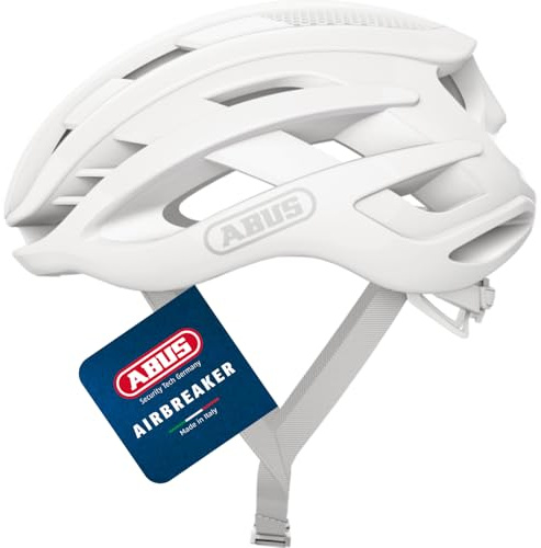 ABUS AirBreaker Casco da ciclismo - Casco da bici di fascia alta per ciclismo professionistico - Unisex, per uomo e donna Bianco (Pure White) S (51-55 cm)