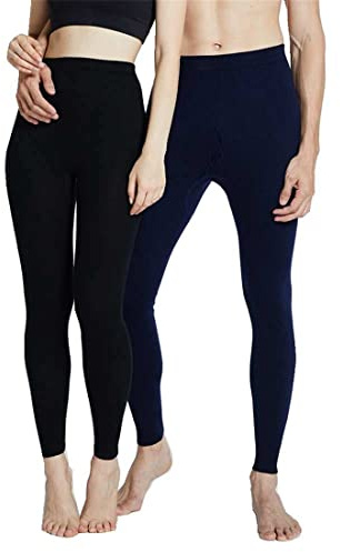 100 % merinoull tjocka män kvinnor termiska underkläder vinterleggings dam baslager Long Johns herr tungvikts tights 100, Kvinnor Tjock Svart, L