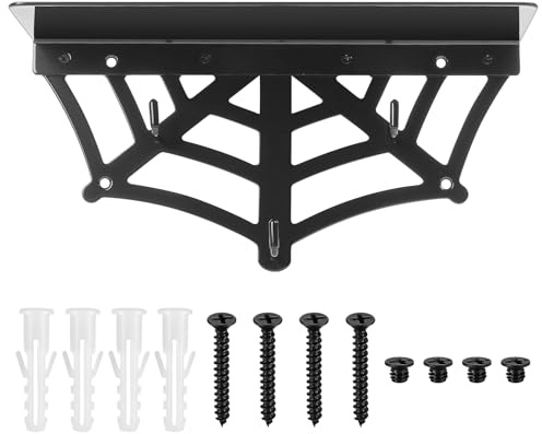 McBlast Wandregal Metall Schwarz, Regal Wand, Schlüsselhalter Schlüsselbrett mit Ablage, gotischem Spinnennetz Wandregale Schlüsselboard mit 3 Haken für Wohnzimmer Schlafzimmer Büro Badezimmer Küche