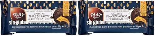 DIAT Radisson Galletas Sin Gluten | Galletas Finas con Chocolate Negro | Galletas de Arroz | Sin Aceite de Palma | Galletas Veganas | Producto Gluten free (Paquete de 2)