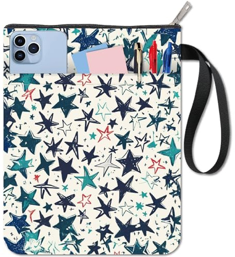 CRASPIRE Stoffbuchumschlag Buchhülle 11 X 8.7 Zoll Buchschutz Für Taschenbücher Reißverschluss Vordertasche Waschbarer Stoff Klassenkameradengeschenke Beutel Doppelseitig Für Hardcover Lehrbücher