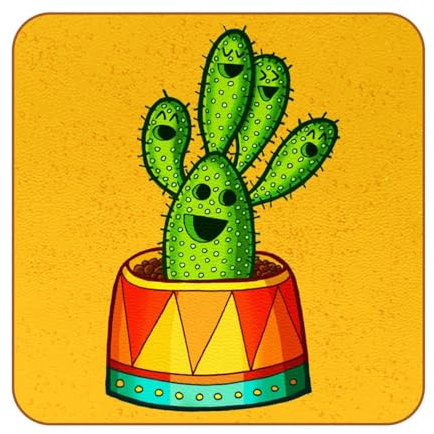 Lot de 6 dessous de verre jaune cactus mexicain avec emballage – Dessous de verre magnifiquement conçu, 10,2 cm, convient pour les types de tasses et les pique-niques en plein air