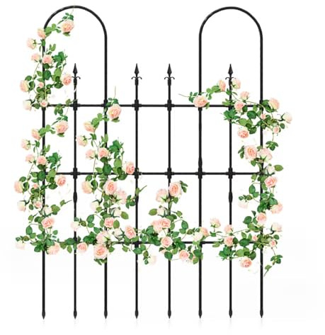 Enrejado de metal de 6 pies para plantas trepadoras al aire libre, 73 x 58 pulgadas, valla de jardín negra, enrejado inoxidable para plantas trepadoras, soporte de rosas, flores, césped al aire libre