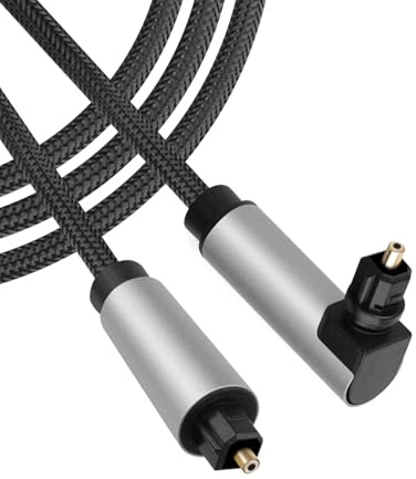 RIIEYOCA 90 Degree Optical Cable for Soundbar to TV, Right Angled Toslink Plug Digital Optical Audio Cable for Home Cinema, Stereo System (90 Degree, 3m)