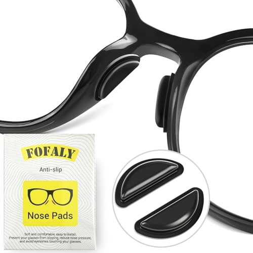 FOFALY Nose Pads for Glasses, Anti-Slip Silicone Eyeglass Nose Pads, 2.5mm Heightened Airbag Cushions, Comfortable D-Shaped Adhesive Replacement Nose Pad for Sunglasses (5 Black Pairs)