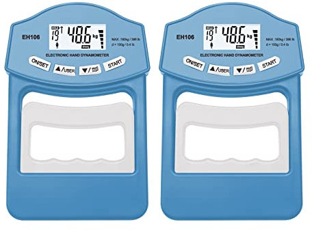 Misuratore di forza digitale, Dinamometro manuale digitale Grip Strength Trainer 396Lbs/180 Kg Grip Strength Rehabilitation Training Tester for uomini e donne, Unità N kg lb Oz(2Pcs Blue Meter)
