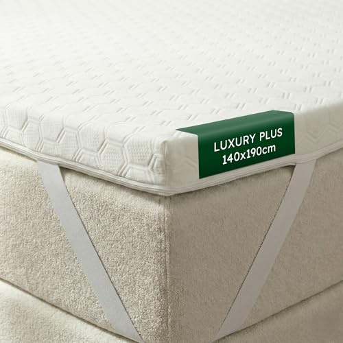 Wendre Topper Materasso 140x190 – 7 cm Memory Foam, Luxury Plus | Supporto adattivo con elastici angolari, fodera lavabile, OEKO-TEX, prodotto in Europa