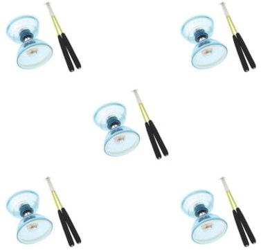 Juego de 5 luces de triple rodamiento para diábolo con cuerda de palillos de mano de alto rendimiento y malabares entretenidos azul chino, 13 cm
