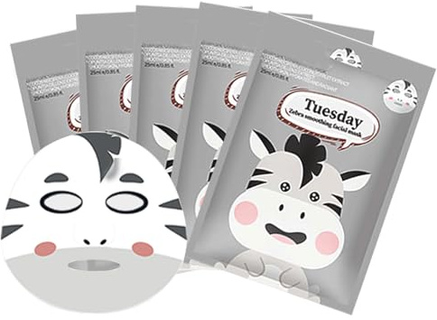 Mascarillas de Tela para el Rostro, Set de Mascarillas Hidratantes para Chicas Adolescentes y Mujeres como Regalo - Mascarilla Facial para el Cuidado de la Piel de Mujeres (Cebra)