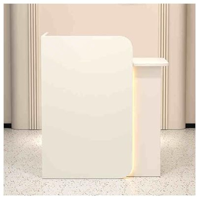 HUFIREHU Empfangstheke Rezeptionstisch GroßE Empfangstheke BüRotheke Verkaufstheke Modern HöLzerne Kassentheke Verkaufstisch Theke Tresen Empfang Empfangstheke Mit Led-Beleuchtung(White,LIGHT STRIP_60