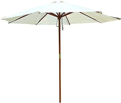 CCKUYT Ombrellone da Giardino in Legno massello Bianco, ombrellone da Giardino per Esterni, Parasole Anti-sbiadimento, ombrellone Rotondo con Protezione Solare per Giardino, Prato, Cortile, con