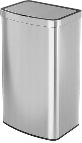WLIVE Kitchen Bin with Sensor Lid, 60L Touchless Trash Bin with Automatic Soft-Close, Stainless Steel Rubbish Bin for Kitchen, Bedroom, Living Room, Office, Silver