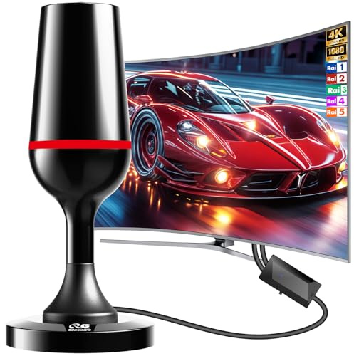 2025 Antena TV Interior,Antena de televisión Inteligente 420KM en recepción 360° Base magnética Resistente para, fácil instalación,admite Canales 4K/1080P, Puede Recibir señales DVB-T2 DVB-T