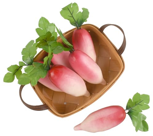 HUIANER Artificial Radish, 6PCS Fake Radishs Simulation Vegetable for Home Kitchen Photography Party Decoration