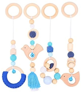 Xiyocadt 4 Stück Baby Spielbogen Anhänger, Baby Gym Spielzeug Charms Anhänger,Spielbögen,für Autositze, Kinderwagen und Autositzspielzeug (30cm,Blau)