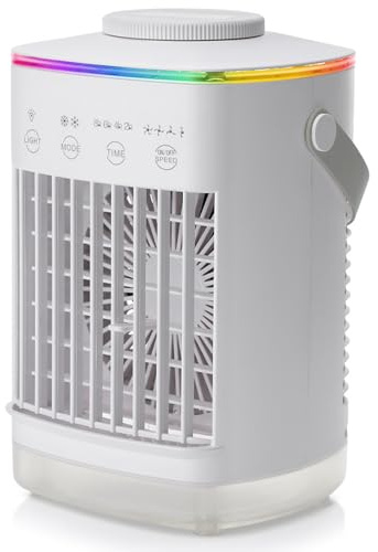 SEAYACK Enfriadores de aire portátiles de 700 ml, tanques grandes, 4 velocidades, ajustable, USB, recargable, ventilador de refrigeración