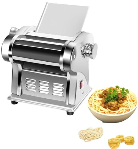 Automatic Electric Pasta Maker - Stainless Steel Noodle Machine with Adjustable Thickness & 4 Blades - Effortless Dough Cutter for Homemade Pasta