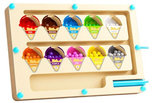 MLWSKERTY Tablero De Conteo Laberintos Números Rastreo Juego Magnético Conteo Y Clasificación Colores Laberintos Madera Educativos Juguete para Niños Juguete Aprendizaje Habilidades