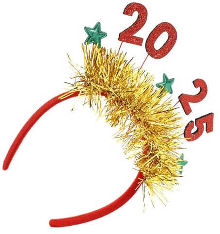 Hohopeti Neujahrs-haarreif Roter Glitzer Stirnband Party Haarclip Silvester Fotorequisit für Erwachsene und Festlicher Kopfschmuck