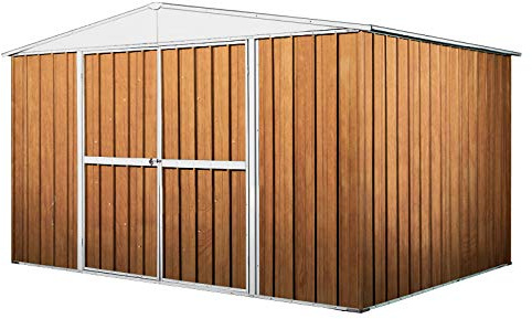 Notek Srl Box in Acciaio Zincato Casetta da Giardino in Lamiera 3.60 x 3.45 m x h2.12 m - 150 kg – 12,25 Metri Quadri (Finitura Legno)