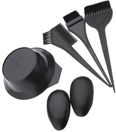 Kit 5 Pièces, Peigne à Colorer les Cheveux Professionnel Maison | Pp Noir, 2 Brosses, 1 Peigne, 1 Bol et 1 Paire de Protège-oreilles