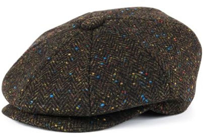 FEINION Mens 8 Panels Tweed Wool Bleed Newsboy Caps Irish Gatsby Flat Baker Boy Hat