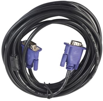 ELAYARD Cable Vga Macho a Macho de 5 Metros con Núcleo de Ferrita Conector Azul y Negro para Ordenador Monitor y Proyector Cable Vga de Alta Resolución Compatible con PC y TV