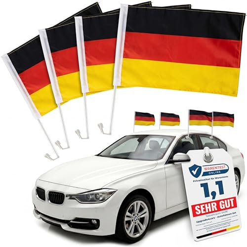 Upgrade4cars 4 x Bandiera Germania Auto Mondiali 2026 45x30 cm Accessori | Accessorio pratico per il veicolo | Facile da usare e da riporre | Adatto a tutte le stagioni | Estate & Inverno