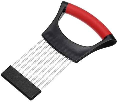 QUARKZMAN Supporto Per Affettare Cipolle In Acciaio Inossidabile Strumento Per Tagliare Verdure Per Affettare Conservare Cipolle Pomodori Patate Avocado Mele Nero Rosso