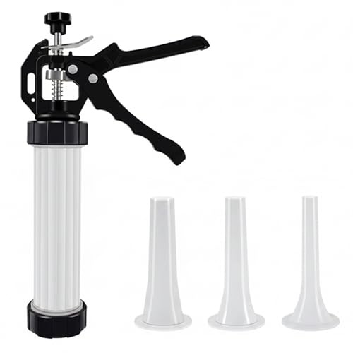 Manual Sausage Stuffer Machine - Press-Type Handheld Sausage Maker, Jerky Gun for Ground Meat with 3 Size Nozzles, Food-Grade for Homemade Sausages Jerky