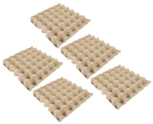 LIFKOME 5pezzi Cartone Portauova in Polpa di Carta Vassoio Uova Multi- Riutilizzabile e Compatibile con Frigorifero Anticollisione e Salvaspazio