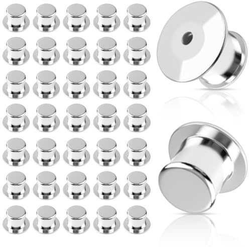 JAXICREY 50 Stück Pin Verschluss, Metall Pin Sicherheitsverschluss Anstecker Anstecknadel Anstecknadeln Pins Verschluss Schrauben Verschlussstifte für Brosche DIY Schmuckherstellung Namensschilder
