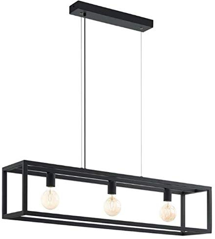 EGLO Pendelleuchte Elswick, 3 flammige Hängelampe Industrial, Modern | Hängeleuchte aus Stahl in Schwarz, Esstischlampe, Wohnzimmerlampe hängend mit E27 Fassung