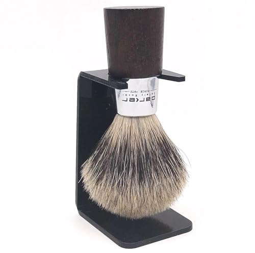 Parker 3-Band Pure Badger Shaving Brush with Stand – Long Loft Bristles for Generating a Rich Lather, Ergonomic Walnut Handle with Chrome Accents, Handmade Wet Shaving Brush | Iconic Brand