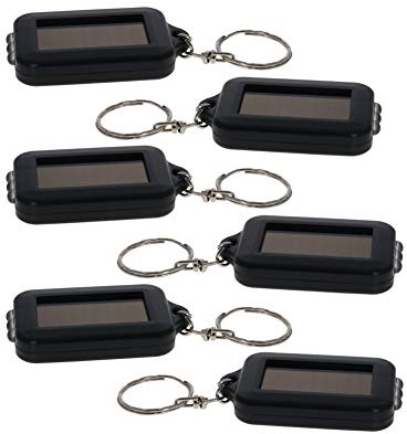 Othmro Lot de 6 mini porte-clés LED solaires, matériau plastique noir, lumière blanche et lumineuse, petite énergie solaire, lampe de style carré, idéale pour le camping, les voyages en plein air