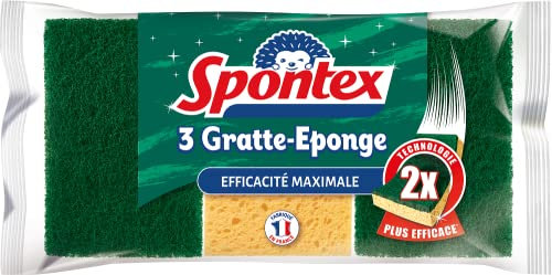 SPONTEX - Reinigungsschwamm, maximale Wirksamkeit – 3 Schwämme – 2 x effizienter