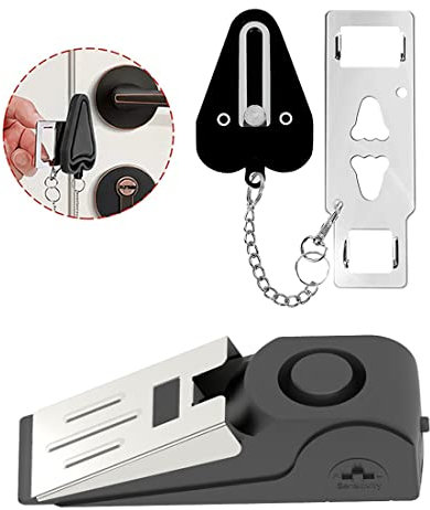Lot de 2 butées de porte portables avec alarme et serrure de porte, dispositifs de sécurité améliorés pour maison, appartement, maison