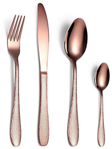 Rose Gold Geschirr Set Matt Rutschfeste Besteck Set 24 stücke Gabel Löffel Messer Set 304 Edelstahl Geschirr Set Box essgeschirr (Color : 24pcs)