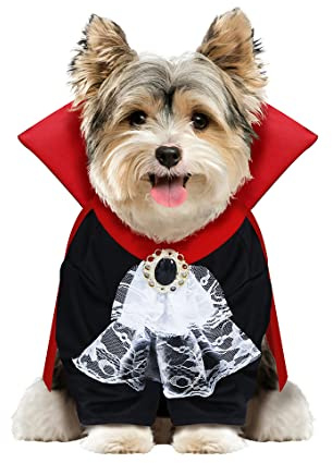 FIESTAS GUIRCA | Costume Wooferatu per Animali Domestici (M/CANE) - Mantello e Tuta - Costumi da Vampiro per Cani per Halloween, Carnevale e Feste in Maschera - Ideale per Animali Domestici
