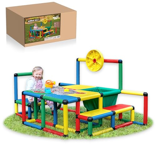 Quadro Möbel Kit L – Modularer Kindermöbel-Baukasten, 345 Teile, ab 6 Monaten, Indoor/Outdoor, UV-stabil, Made in Germany