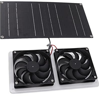 banapoy Kit Ventilatore A Pannello Solare, 100W 12V Impermeabile Ip67 Pannello Solare con Doppio Ventilatore Scarico per Serra, Gazebo, Campeggio, Pollaio, Sottotetto,