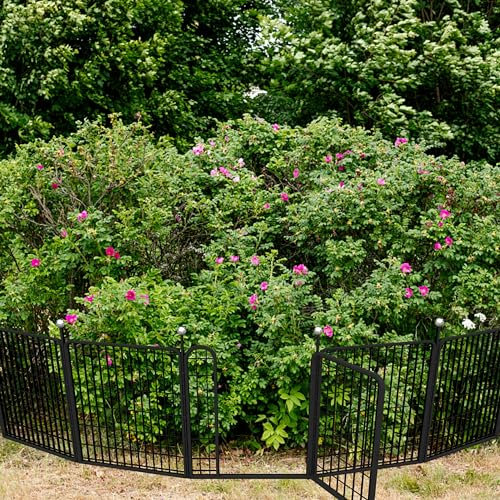 IGOOUO Gartenzaun, Tierbarriere, 91,4 cm hoch, 5,4 m lange Zaunpaneele, Tierbarriere, temporärer Poolzaun (7 Paneele + 1 Tür + 8 Heringe)