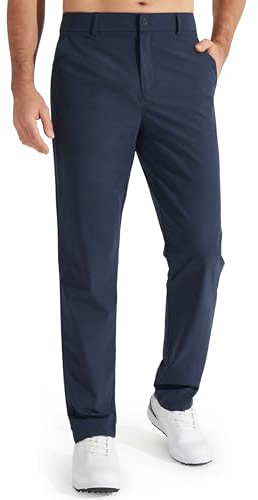 Libin Pantalones de golf para hombre, elásticos, ajuste delgado, 30/32, secado rápido, ligero y cómodo, pantalones casuales y de negocios con bolsillos, azul marino, 30W / 30L