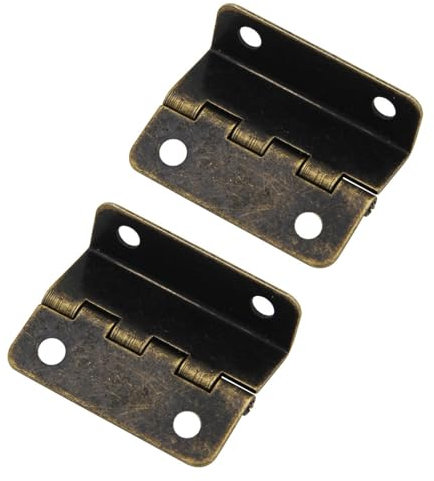 SagaSave 2 bisagras de media superficie – Bisagras de puerta compensadas, bisagras de pecho semiocultas de tres pliegues retro para puerta, armario, accesorios para muebles [bronce]