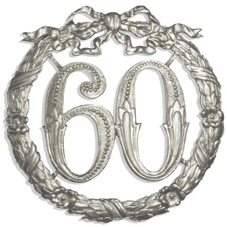 Kunze Jubiläumszahl 60, Ø 24 cm, Silber, Jubiläumskranz