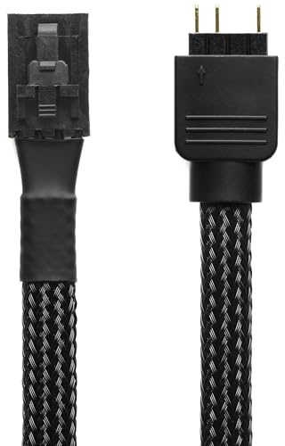 CRJ 4-Pin ARGB Lighting Adapter Cable - 6-inch (15cm) Premium Black Sleeved, for Corsair iCUE Commander and Node 4-Pin RGB Lighting